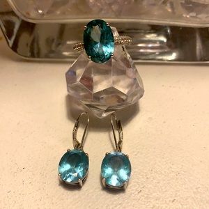 Lab created color change  spinel ring/earring set